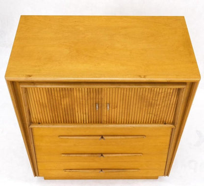 Honey Amber Tone Finish Edmond Spence High Chest Gentlemen's Dresser Double Door
