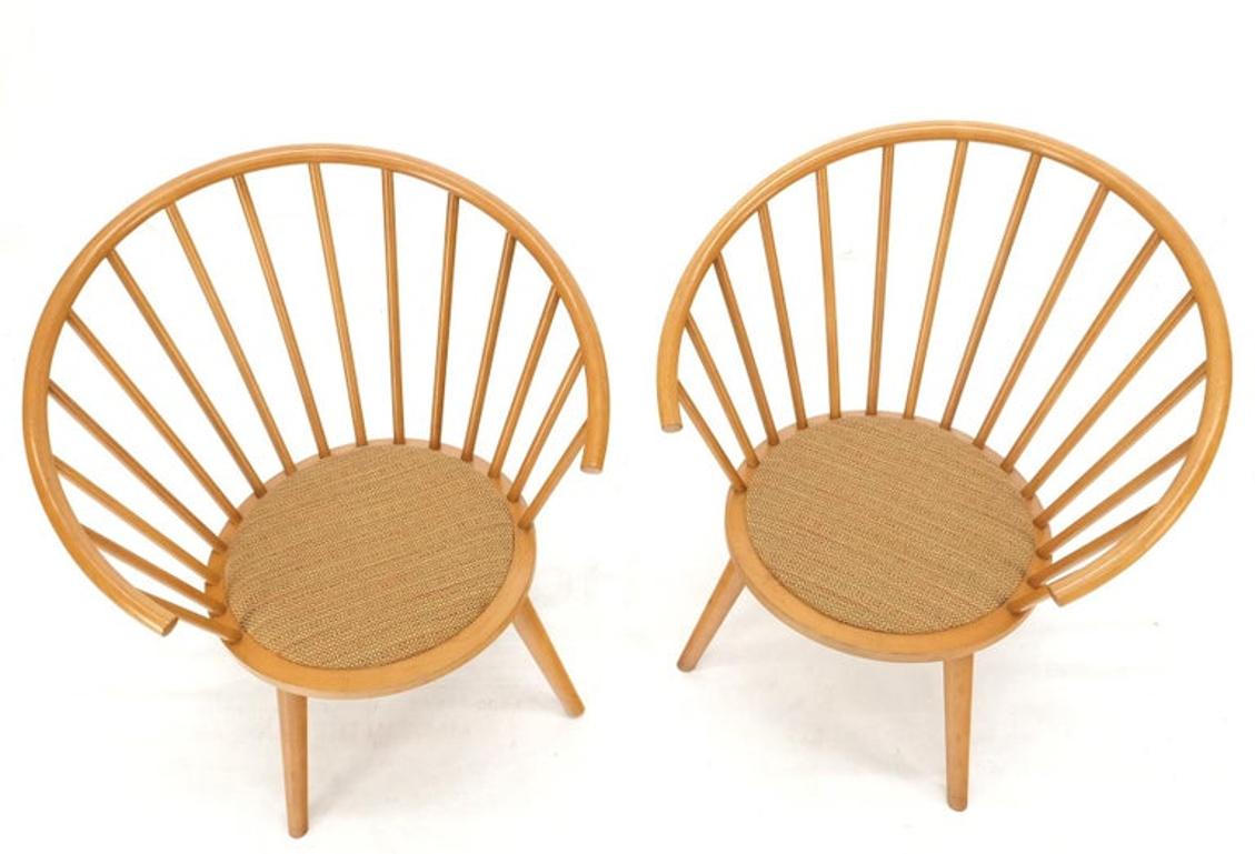 Pair of Japanese Mid Century Modern Akita Mokko Fan Barrel Back Lounge Chairs