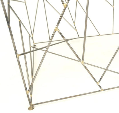 Travertine Top Wire Base Square Side End Table Stand Mid-Century Modern MINT!