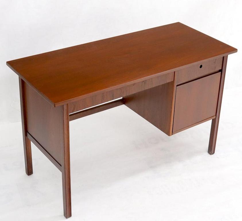 Danish Mid Century Modern Petit Single Pedestal Desk Two Drawers