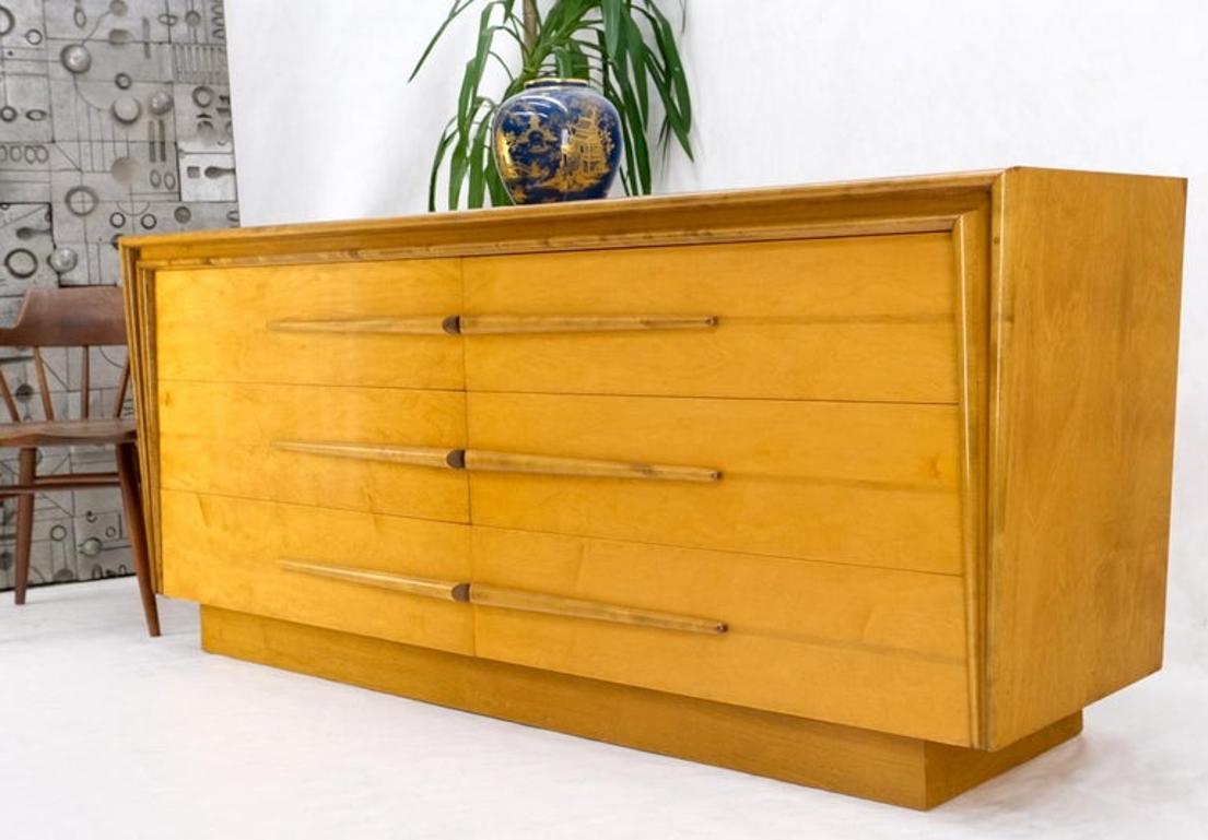 Lacquered Blond Birch 6 Drawer Swedish Mid-Century Modern Dresser Credenza Mint
