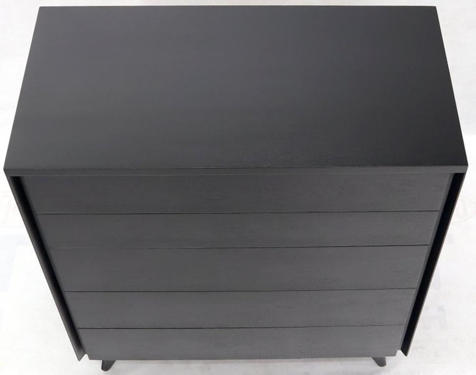 Five Drawers Black Lacquer Mahogany High Chest Dresser by John Stuart