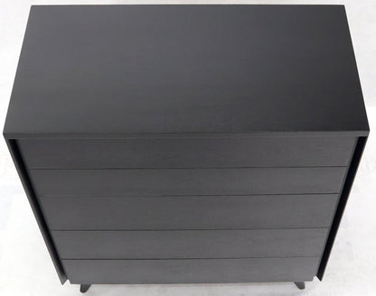 Five Drawers Black Lacquer Mahogany High Chest Dresser by John Stuart