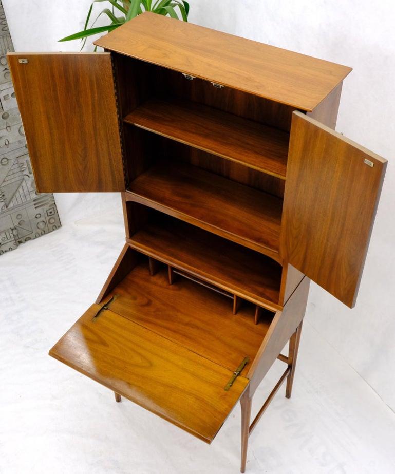 Mid-Century Modern Walnut tall Secretary Desk Bookcase