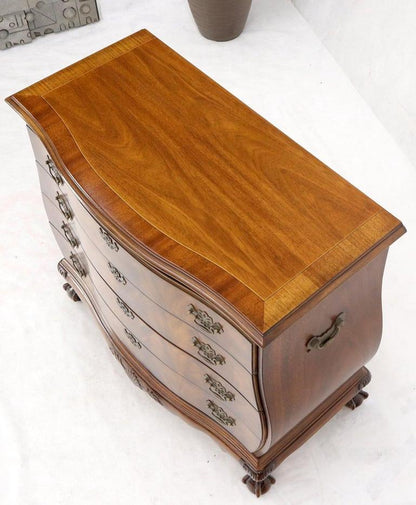 Carved Ball and Claw Feet Flame Mahogany Book Matched Dresser Bachelor Chest