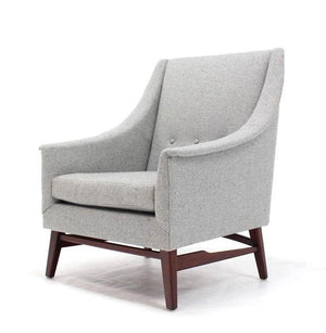 Newly Upholstered Danish Modern Lounge Chair Walnut Base