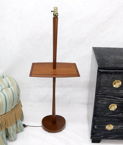 Solid Oiled Walnut or Teak End Side Table Tapered Base Floor Lamp