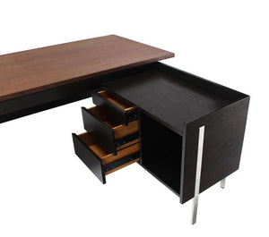 Large L Shape Walnut Desk with Return by Harvey Probber