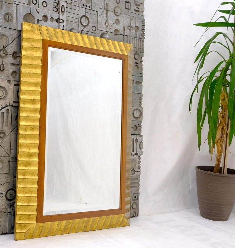 Large Scallop Edge Gold Gilt Frame Mirror by Baker