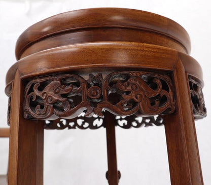 Chinese Carved Rosewood Marble Top Stand