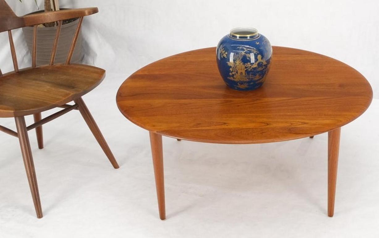 France & Son Round Solid Teak Danish Mid-Century Modern Coffee Table