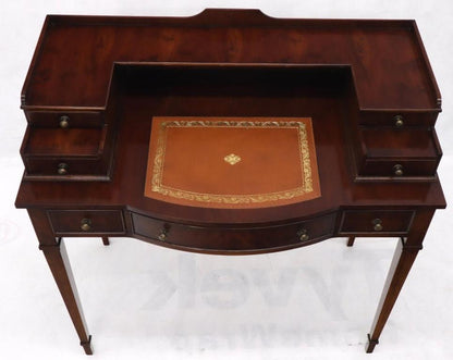 Petit English Multi Drawer Compartment Mahogany Leather Top Desk