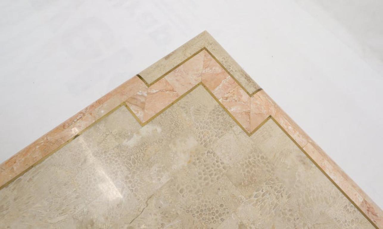 Tessellated Stone Brass Inlay Square Coffee Table