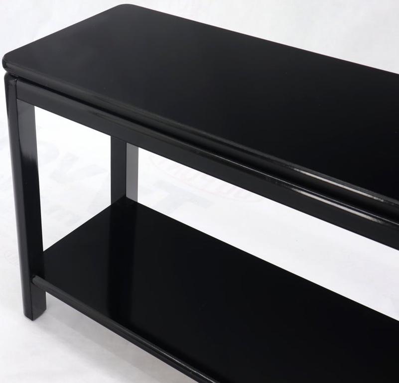 Black Lacquer Rectangular Two-Tier Console Sofa Table