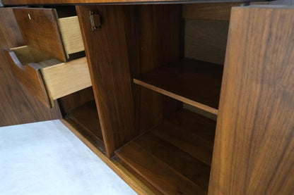 Three Doors Compartments Two Fitted Doors Walnut Mid Century Server Buffet