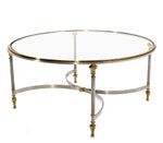 Mid-Century Modern Round Chrome and Brass Center or Coffee Table