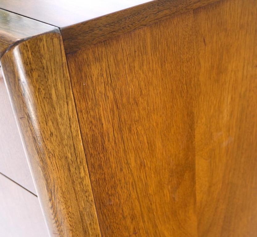 Mid-Century Modern Sculpted Walnut 9 Diamond Front Drawers Dresser Mint