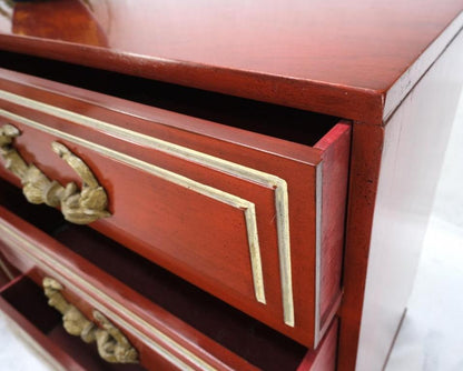 Directoire Style Blood Tomato Red Lacquer Super Heavy Solid Brass Pulls Dresser
