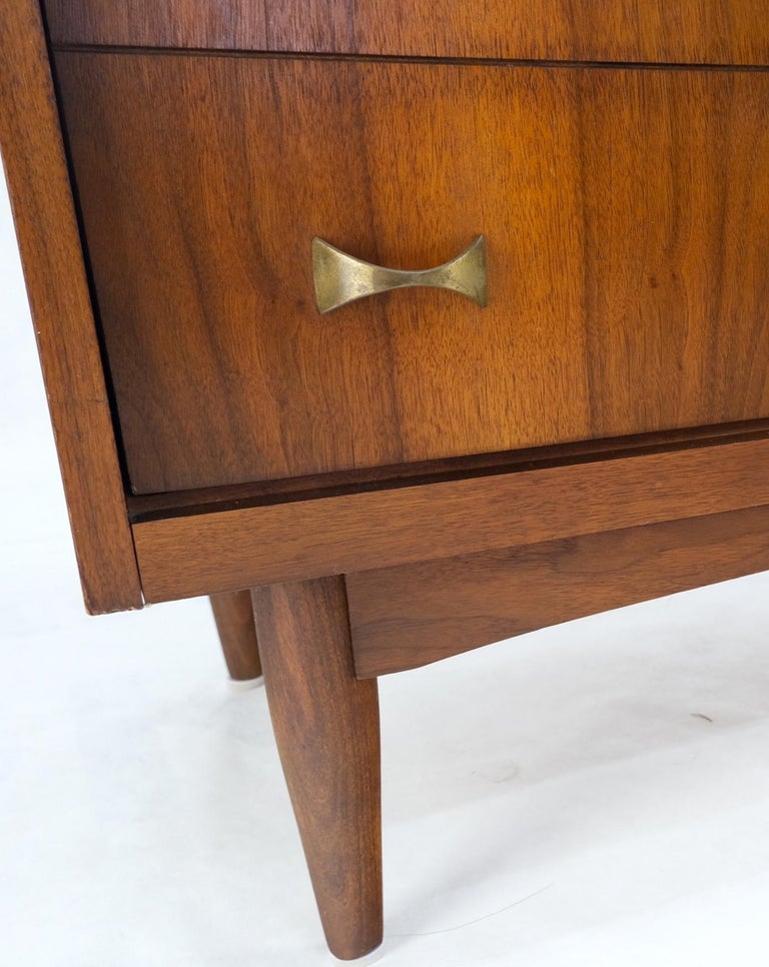 Danish Mid-Century Modern 5 Drawers High Chest Dresser Bow Tie Pulls Dowel Leg