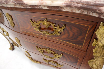Bombe French Marble Top Bronze Ormolu Louis XV Style 4 Drawers Dresser Commode