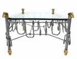 Ornate Wrought Iron Brass and Glass Coffee Table