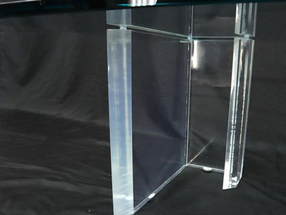 Lucite Base Glass Top Compact Rectangular Coffee Table
