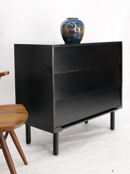 Black Lacquer 3 Louver Drawers Dresser on a "Base" 2 Pieces Cabinet Credenza