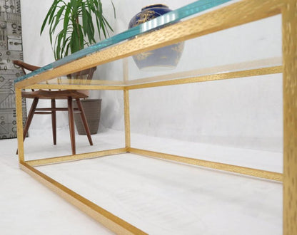 Gold Gilt Rectangle Frame Thick Glass Top Coffee Table