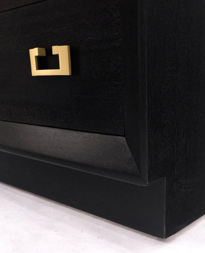Ebonized Black Lacquer Mahogany Tall 5 Drawers Dresser Gold Bracket Pulls MNT