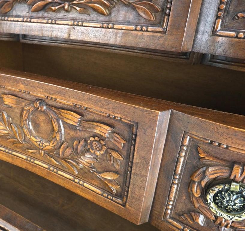Pair Antique Marble Top Finely Carved 3 Drawers Brass Pulls Bachelor Chests MINT