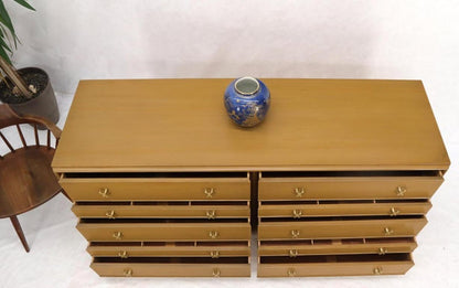 Paul Frankl for Johnson Furniture 10 Drawer Double Dresser Solid Brass X Pulls