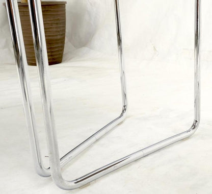 Pair Marcel Breuer Laccio Side Tables Black Laminated Top Tubular Chromed Base