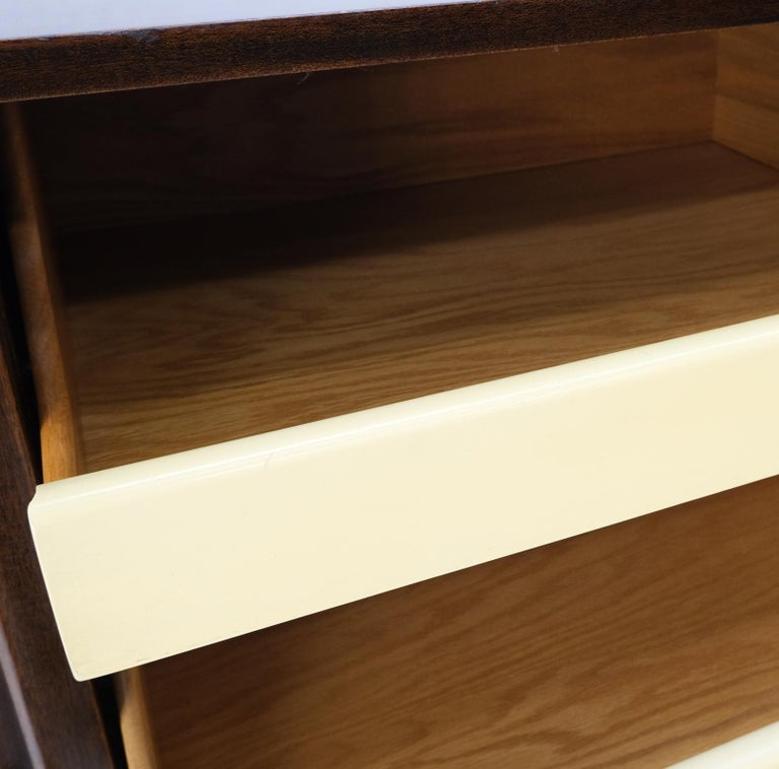 Espresso Harvey Probber Sliding Doors Compartment 12 Drawers Credenza Dresser