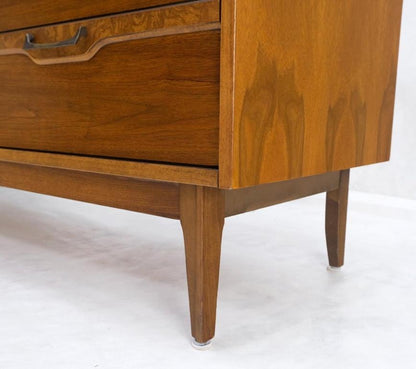 Long Walnut 9 Drawers Two Doors Mid-Century Modern Dresser Credenza Burl Accents