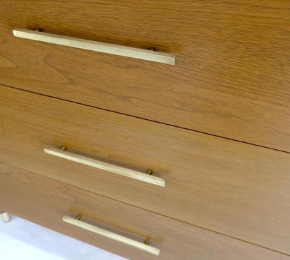 Pair John Stuart Refinished 3 Drawer Bachelor Chests Dressers W/ Long Brass Pull