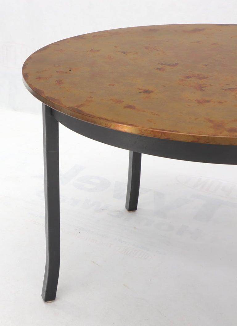 Round Copper Top Black Metal Base Dining Table
