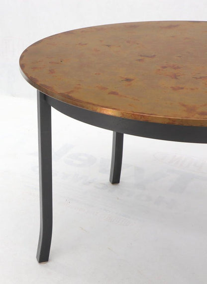 Round Copper Top Black Metal Base Dining Table