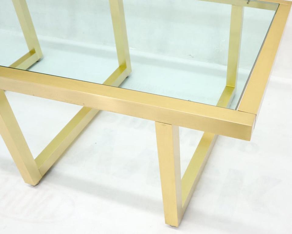 Brass Frame Shape Base Glass Top Rectangular Coffee Table
