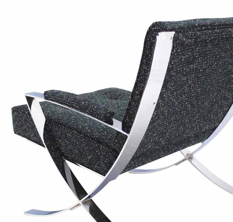 Scissor X-Base Chrome Lounge Chair with New Upholstery