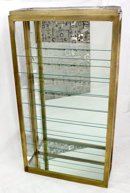 Tall Narrow Brass Finish Adjustable Glass Shelves Unit Bookcase Storage Etagere