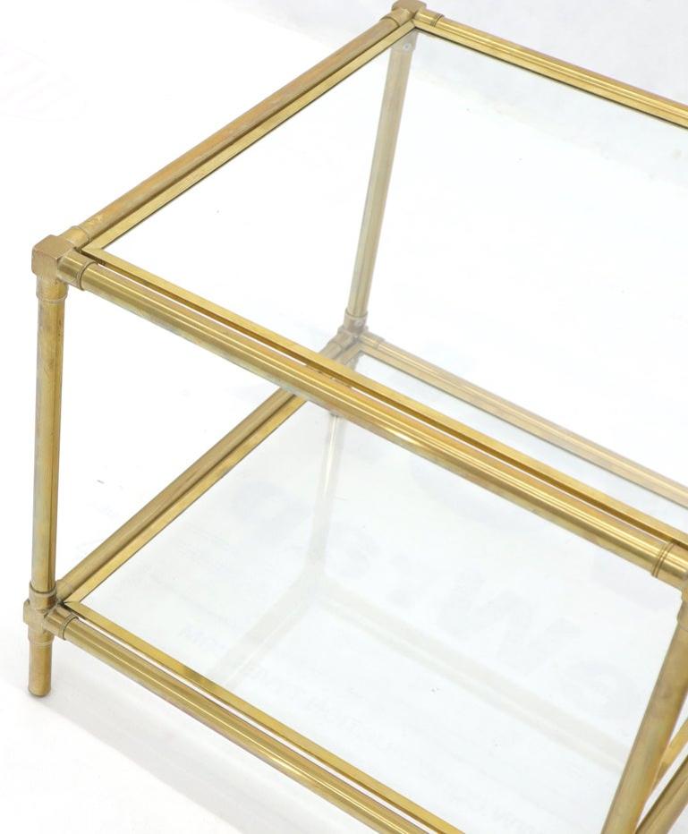 Heavy Machined Brass Glass Top Cube Shape Side Coffee Table
