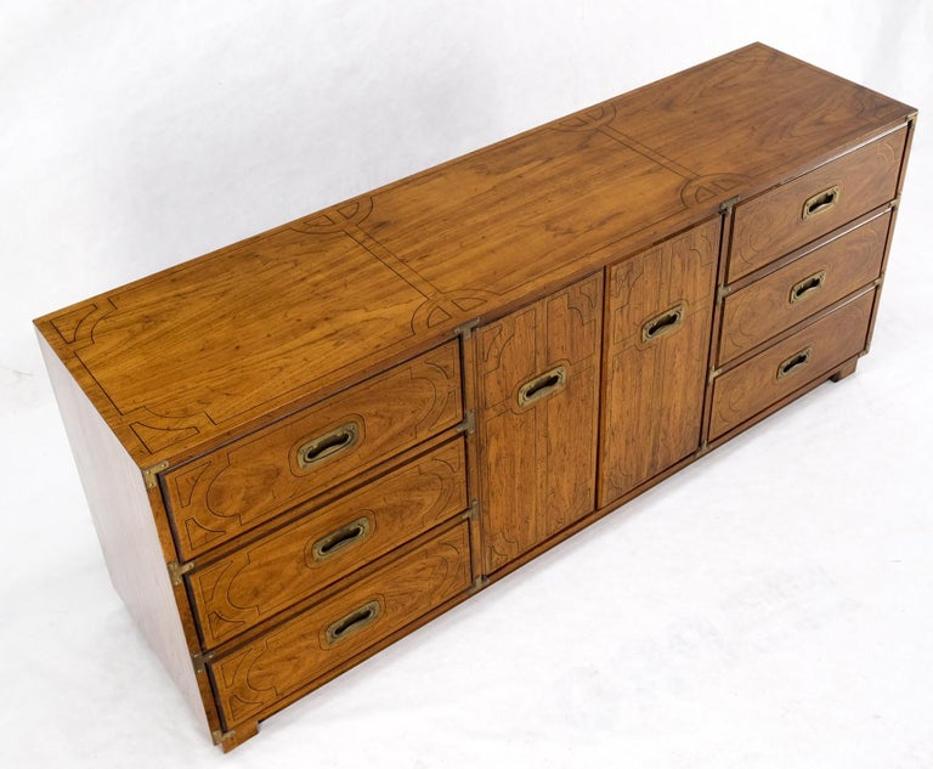 Campaign Style 9 Drawers Two Doors Compartment Paint Decorated Dresser Credenza