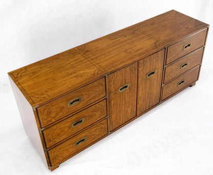 Campaign Style 9 Drawers Two Doors Compartment Paint Decorated Dresser Credenza