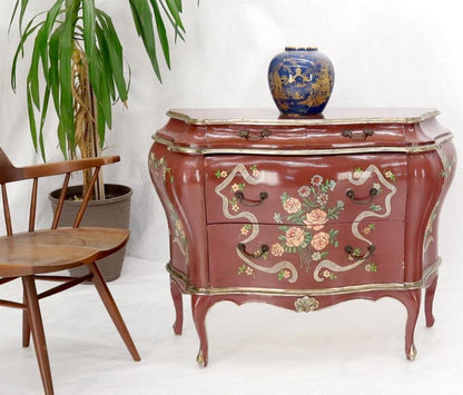 Red Lacquer Painted Bombay Dresser Chest of Drawers