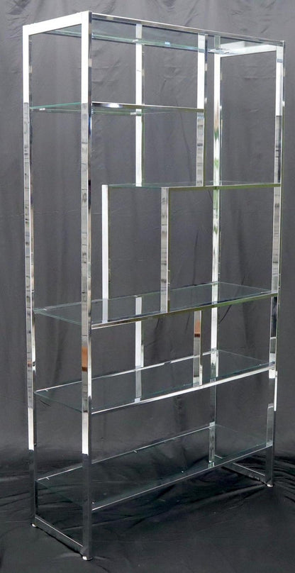 Chrome and Glass Large Design Institute America Étagère Shelving Wall Unit