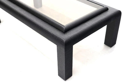 Cloth Wrapped Black Lacquer Glass Top Rectangular Coffee Table