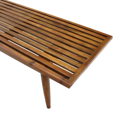 Solid Oiled Slat Wood Bench