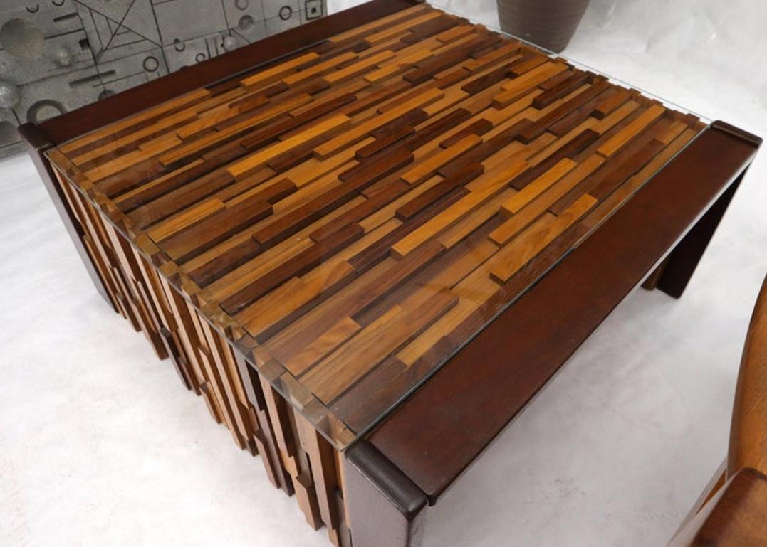 Pair of Percival Lafer Coffee Table Brazilian Rosewood Exotic Wood Mosaic