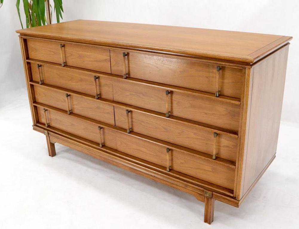 Decorative Light Walnut Faux Bamboo Pulls 8 Drawers Dresser