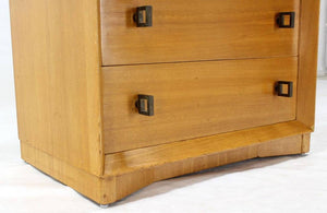 Pair of Mid-Century Modern Blonde Bachelor Chests with Heavy Brass Hardware